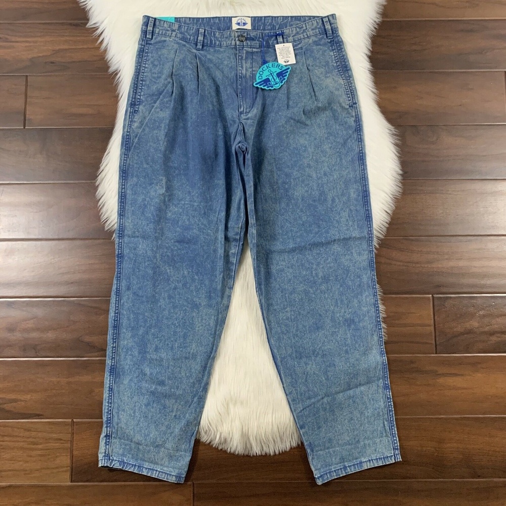 Dockers Size 30 Blue‎ Acid Wash Pleated Front Chandler Pant